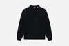 3Sixteen Long Sleeve Knit Polo in Black Alpaca