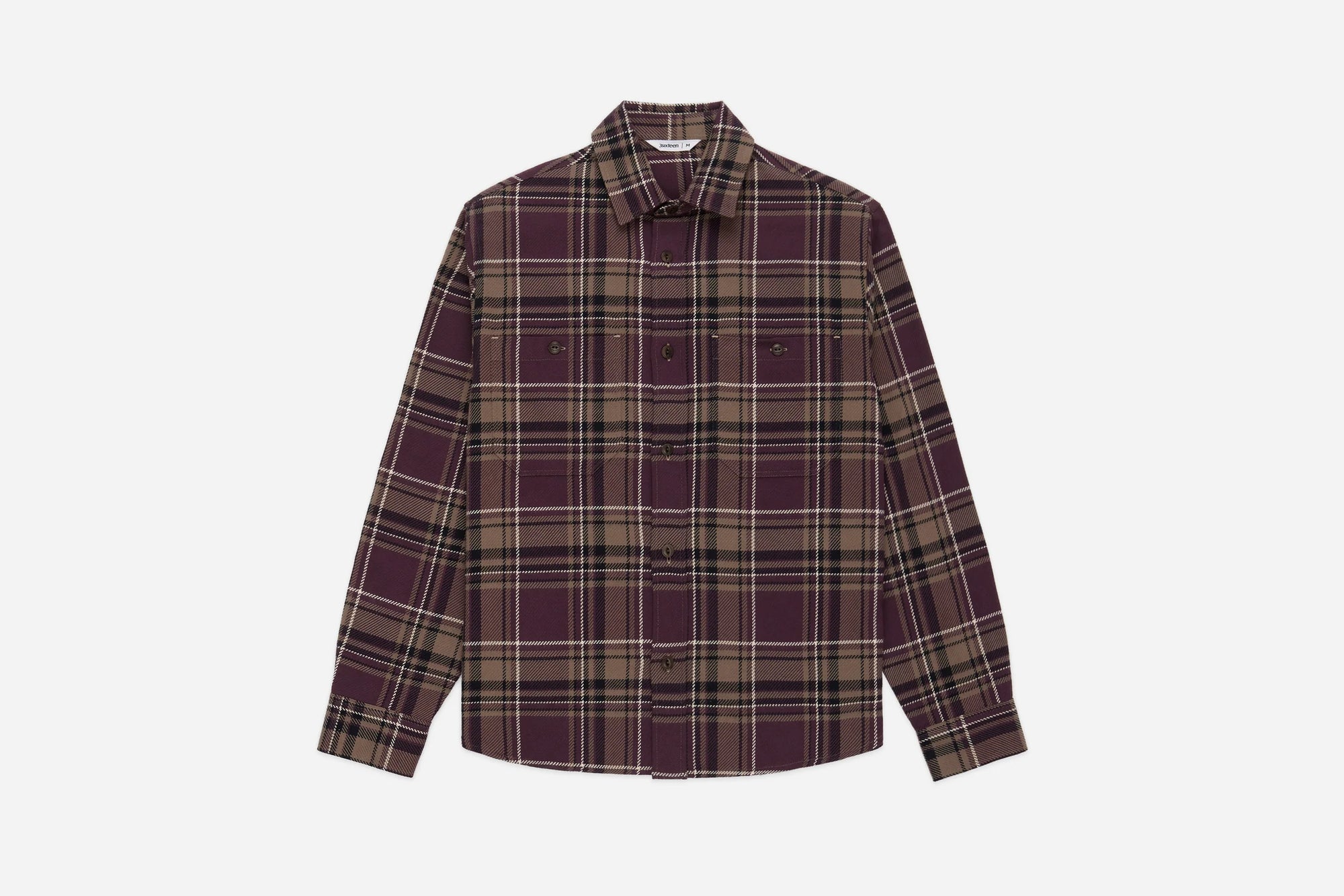 3Sixteen Utility Flannel in Burgundy Oak Plaid