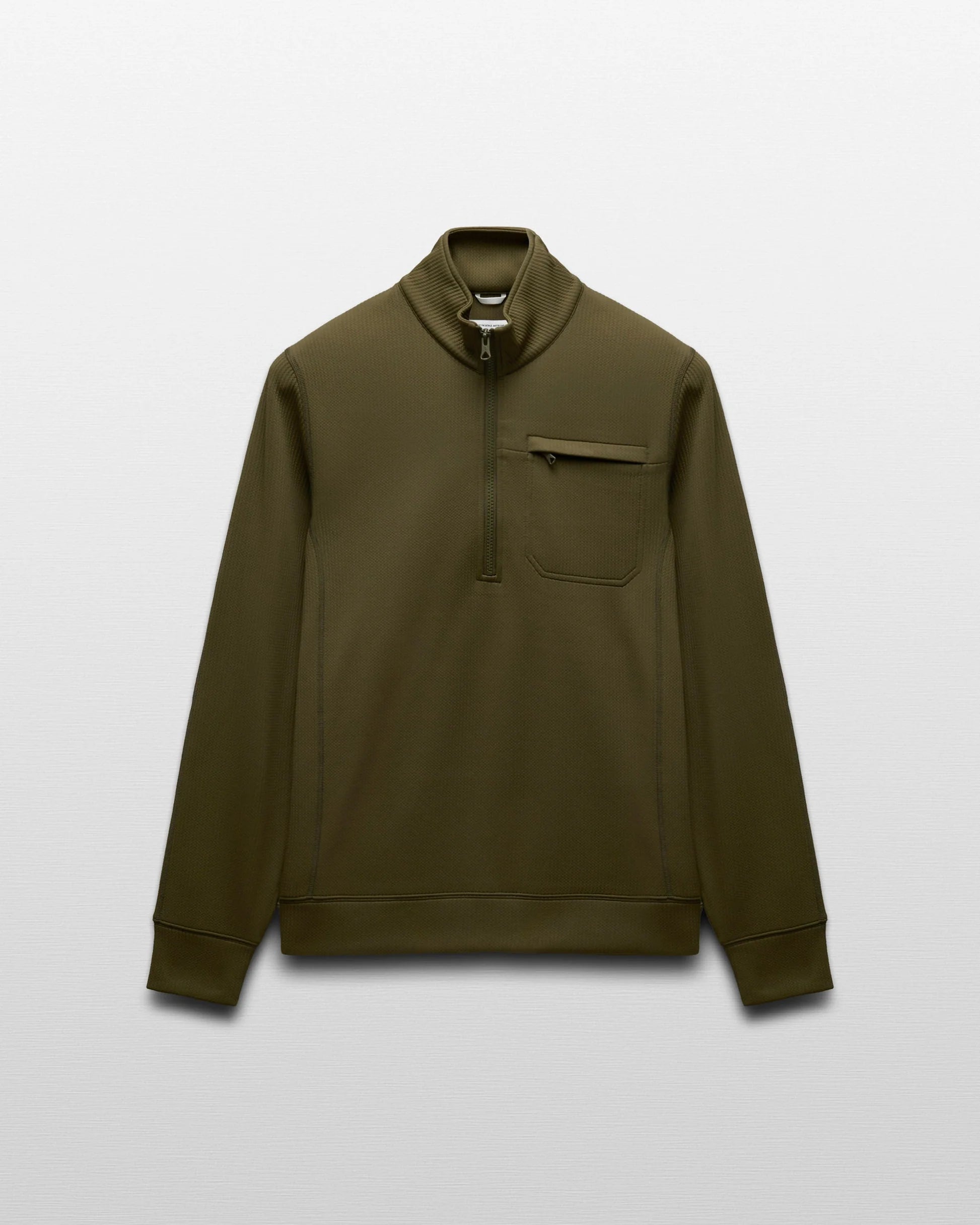 Reigning Champ Double Knit Rally Quarter Zip in Olive