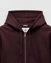 Reigning Champ Mid Weight Standard Zip Hoodie in Oxblood