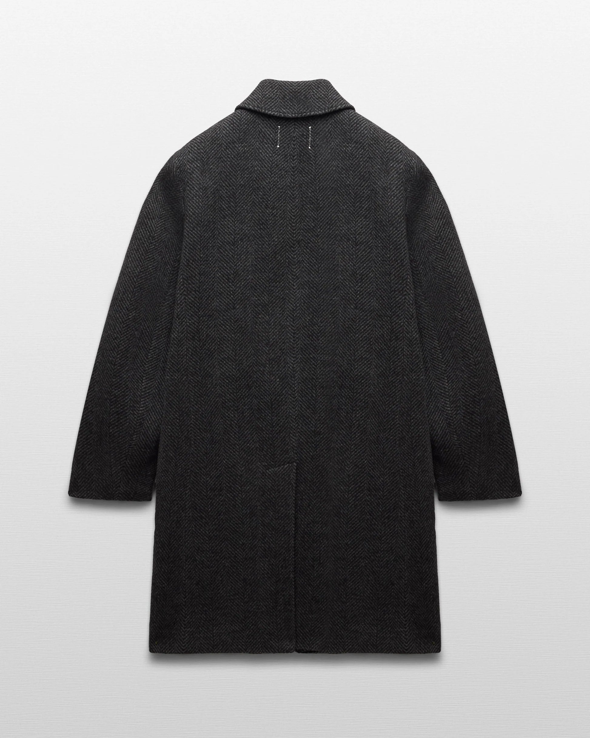 Reigning Champ Scout Coat in Black/Grey Wool Herringbone