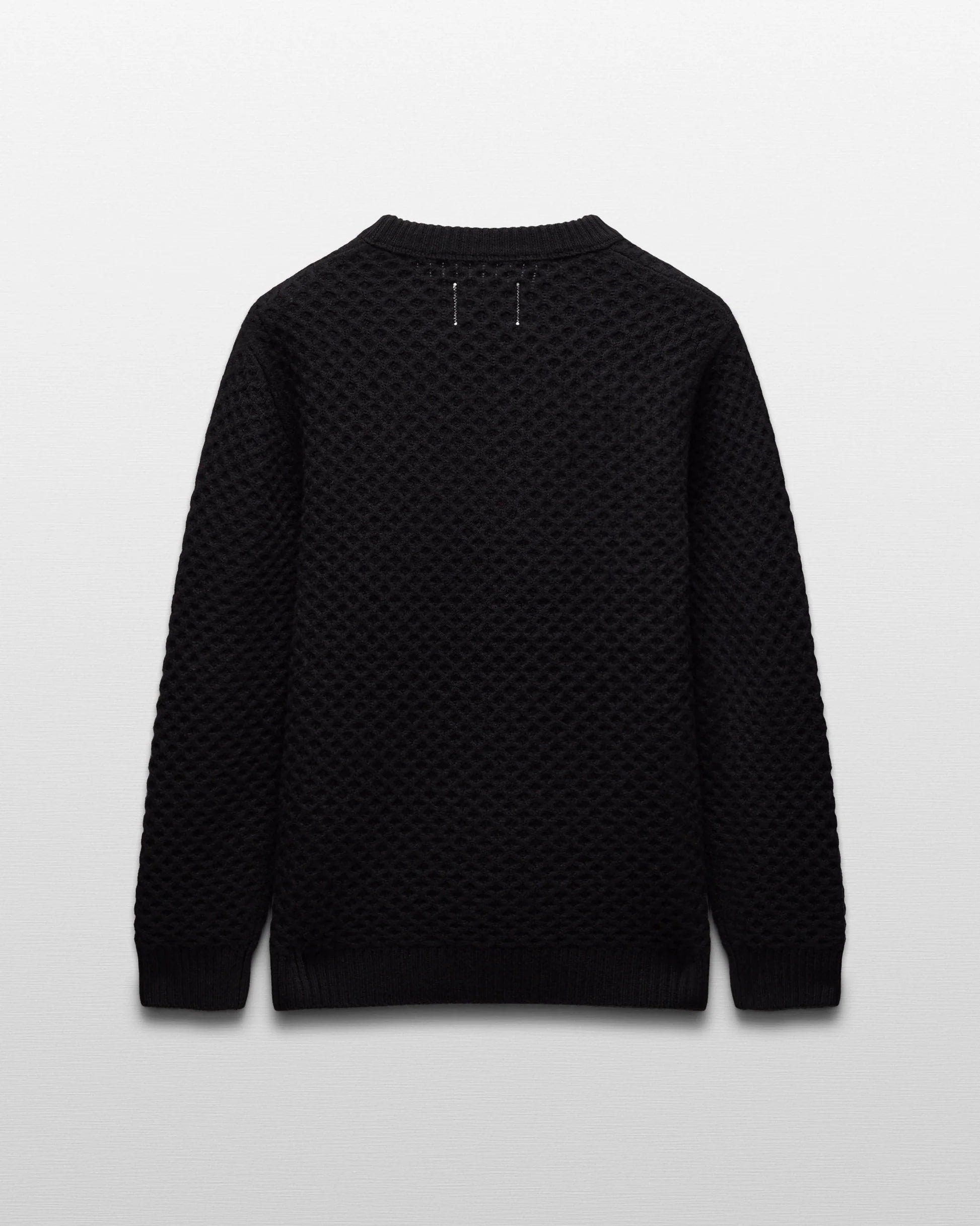 Reigning Champ Merino Honeycomb Crewneck in Black