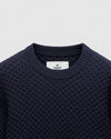 Reigning Champ Merino Honeycomb Crewneck in Navy