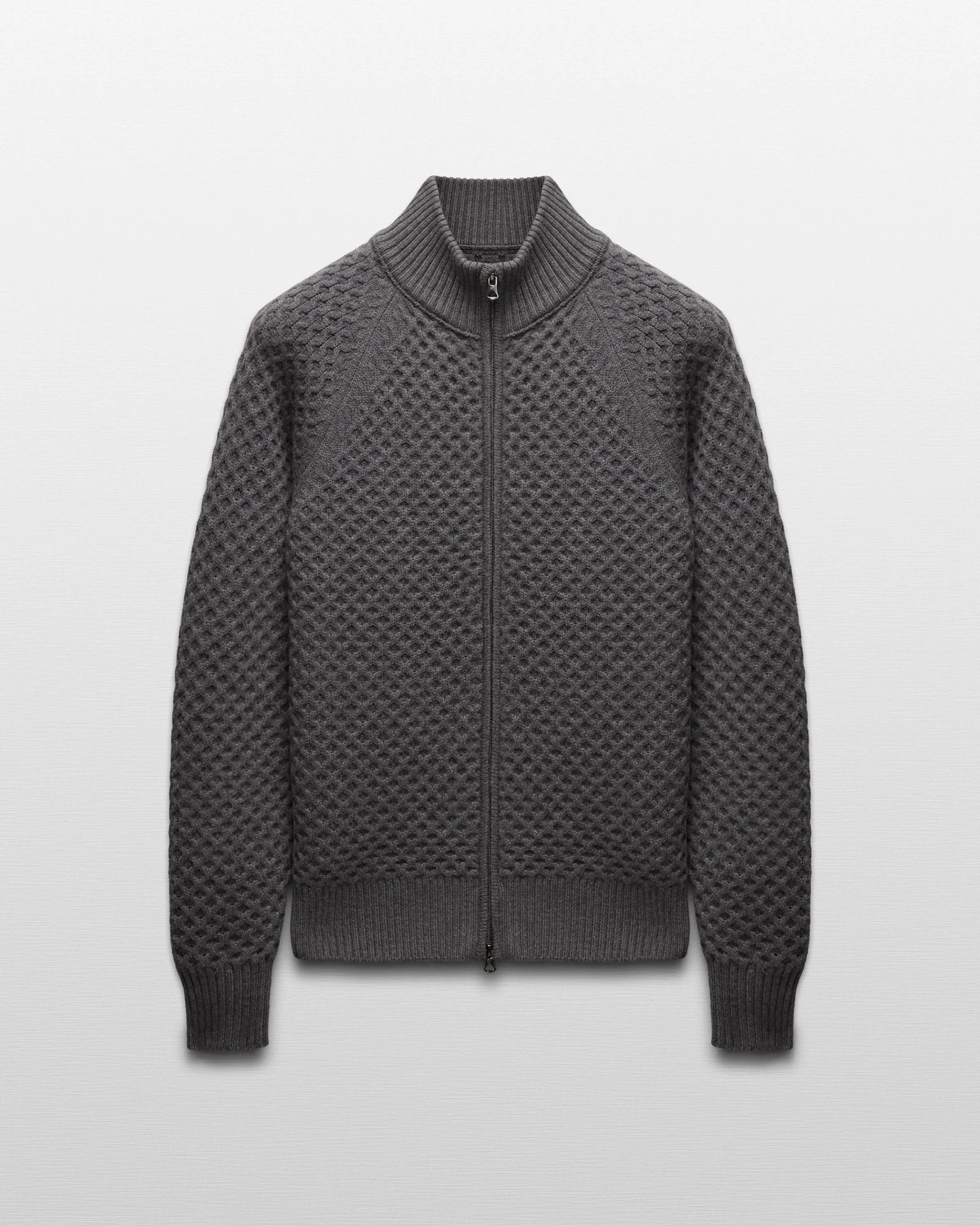 Reigning Champ Merino Honeycomb Track Jacket in Heather Carbon