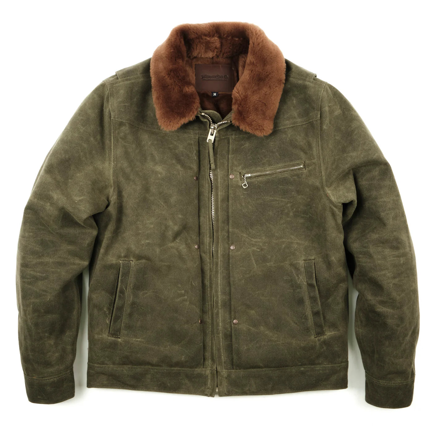 Freenote Cloth RJ-2 in Waxed Canvas 20 Ounce Olive Shearling