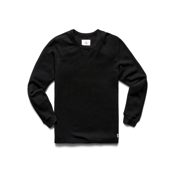 Reigning Champ Waffle Knit Long Sleeve in Black - Earl's Authentics