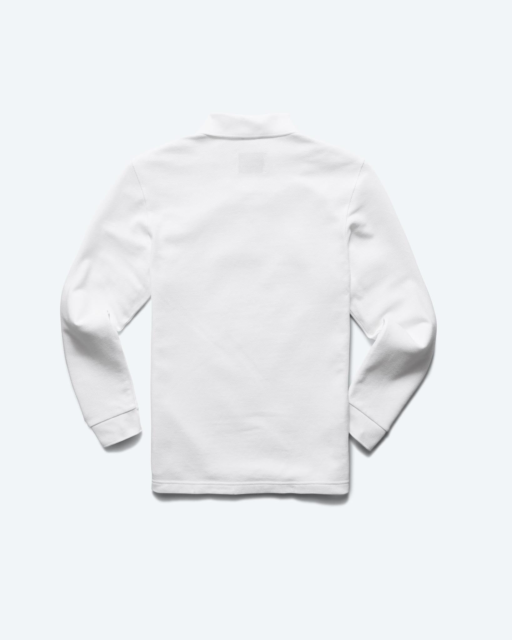 Reigning Champ Athletic Pique Academy LS Polo in White